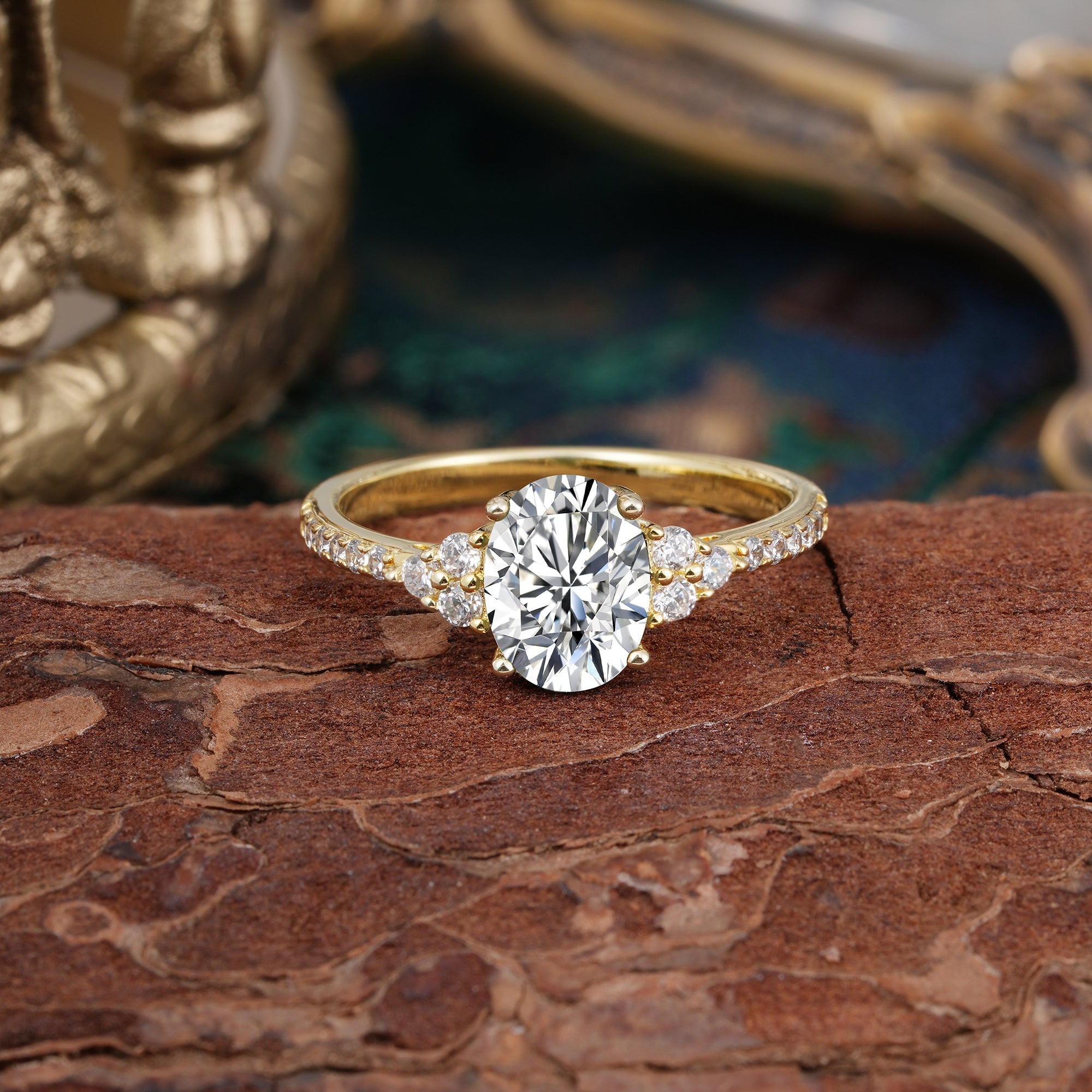 Marquise Shaped Three Stone Lab Grown Diamond Engagement Ring